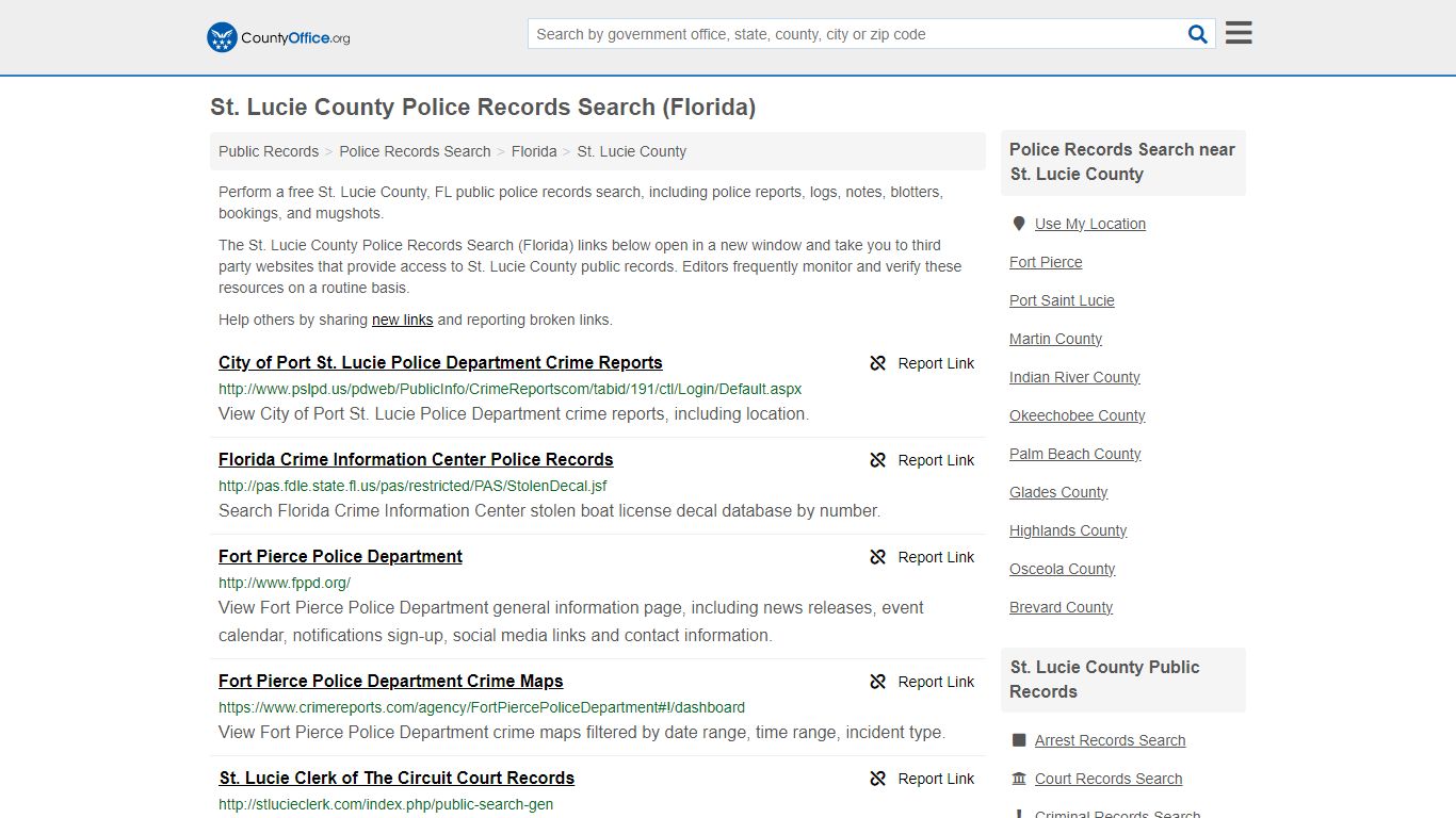 St. Lucie County Police Records Search (Florida) - County Office